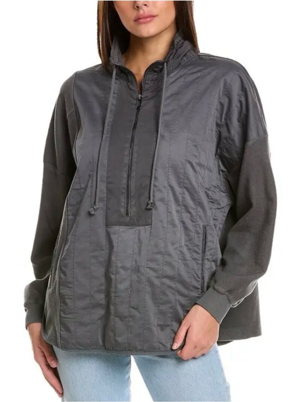 Free People Movement Slow Rush Women’s Gray Half Zip Quilted Pullover Jacket L